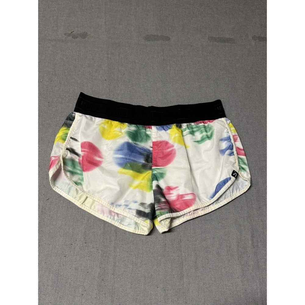 PUMA Womens Athletic Shorts White Abstract Print Running Woven 2.5 In Size M